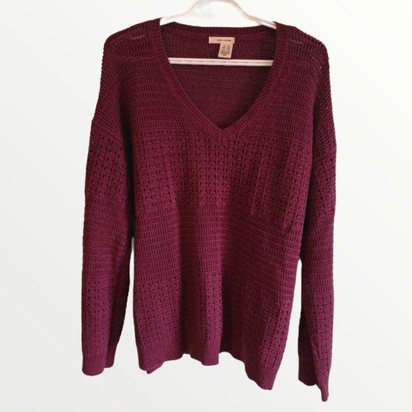 DKNY Jeans Cotton Blend V-Neck Sweater - Picture 1 of 5